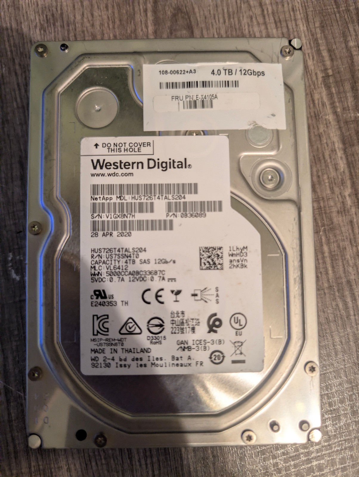 Western Digital  HUS726T4TALS204 HDD 4TB SAS 12Gb/s 7.2K 3.5" 512b/s
