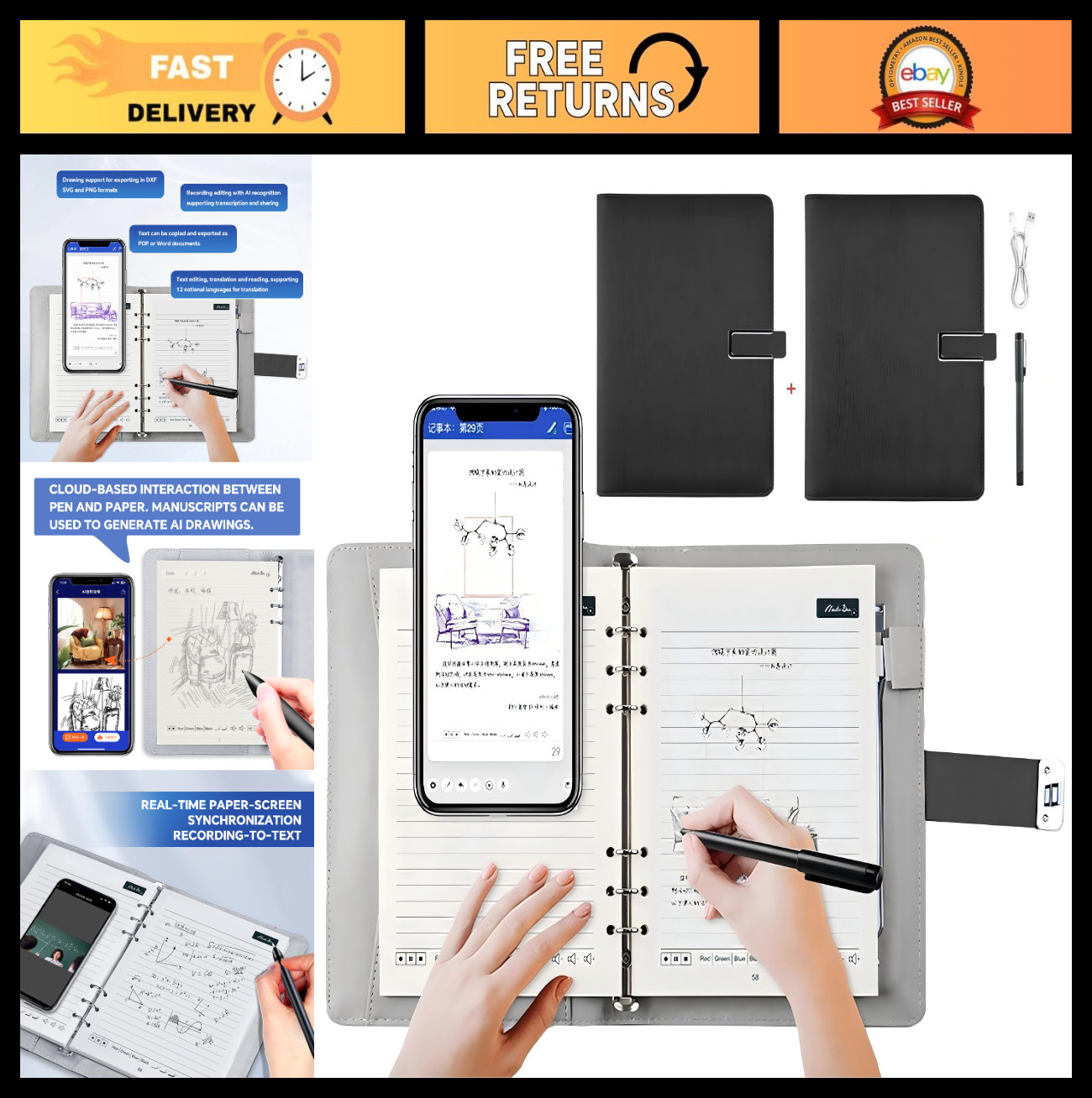 Smart Digital Pen for Paper Writing, Real-Time Sync to Phone, Note-Taking Tool