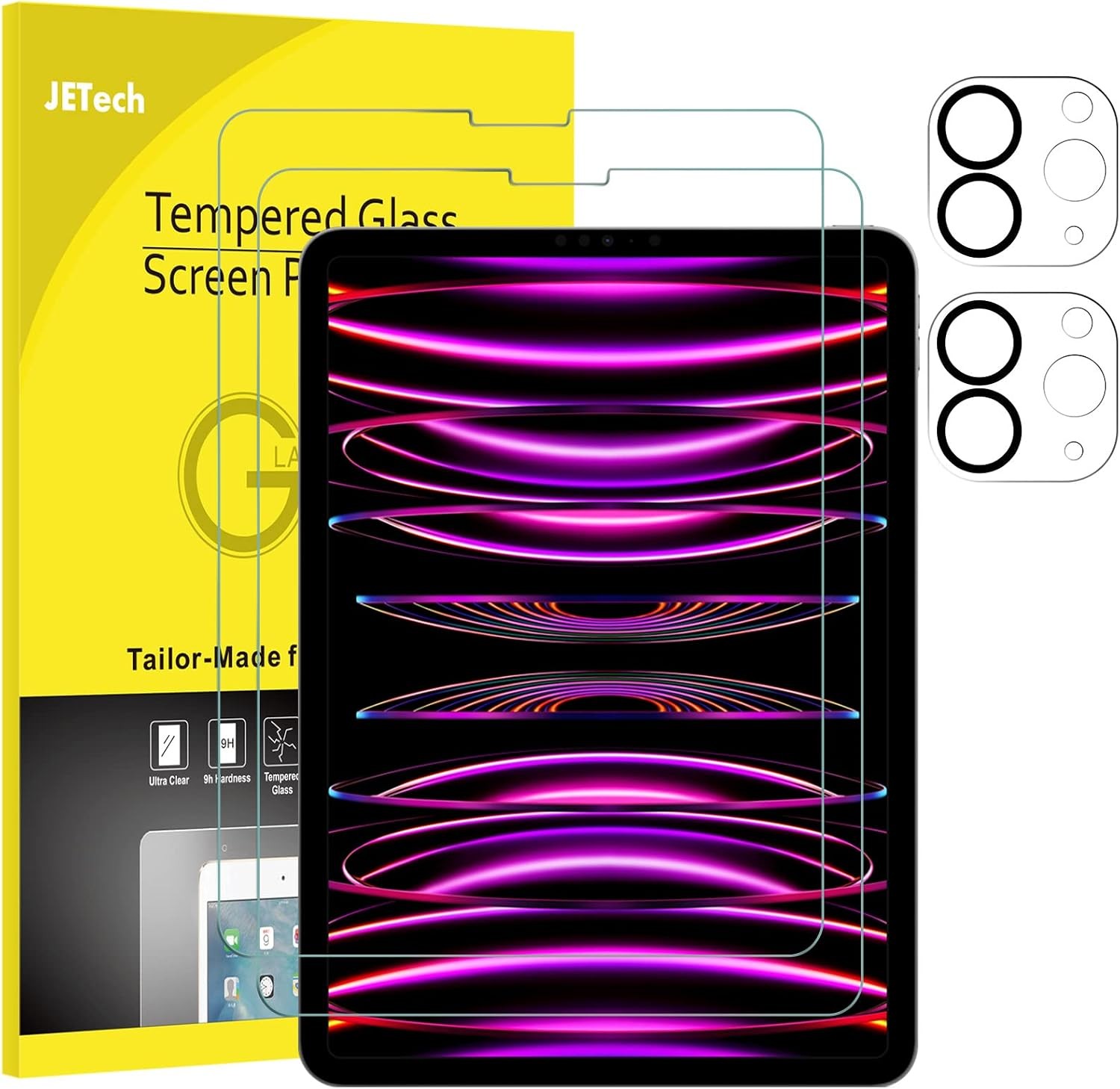 2+2 Pack Screen Protector for iPad Pro 11" with Camera Lens Protector, HD Clear