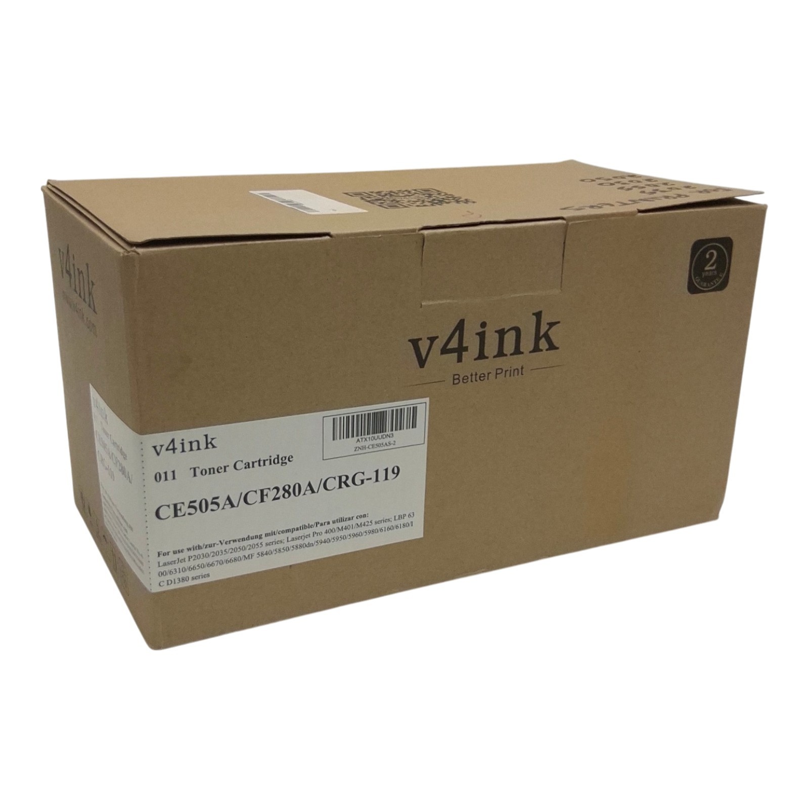 V4ink CE505A CF280A 2 Pack Black Toner Cartridges HP P2035 M401 CRG-119