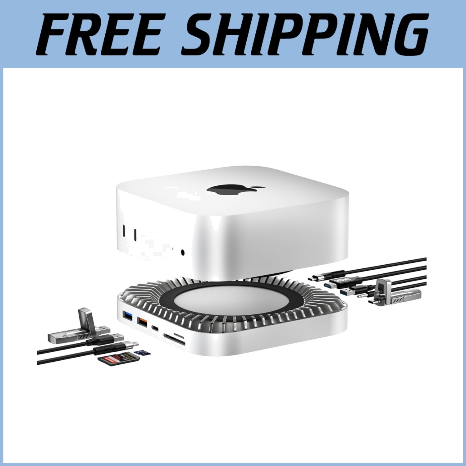 Premium 10-in-1 USB-C Hub for Mac Mini M4 Pro 2024 with Audio & Card Reader-=
