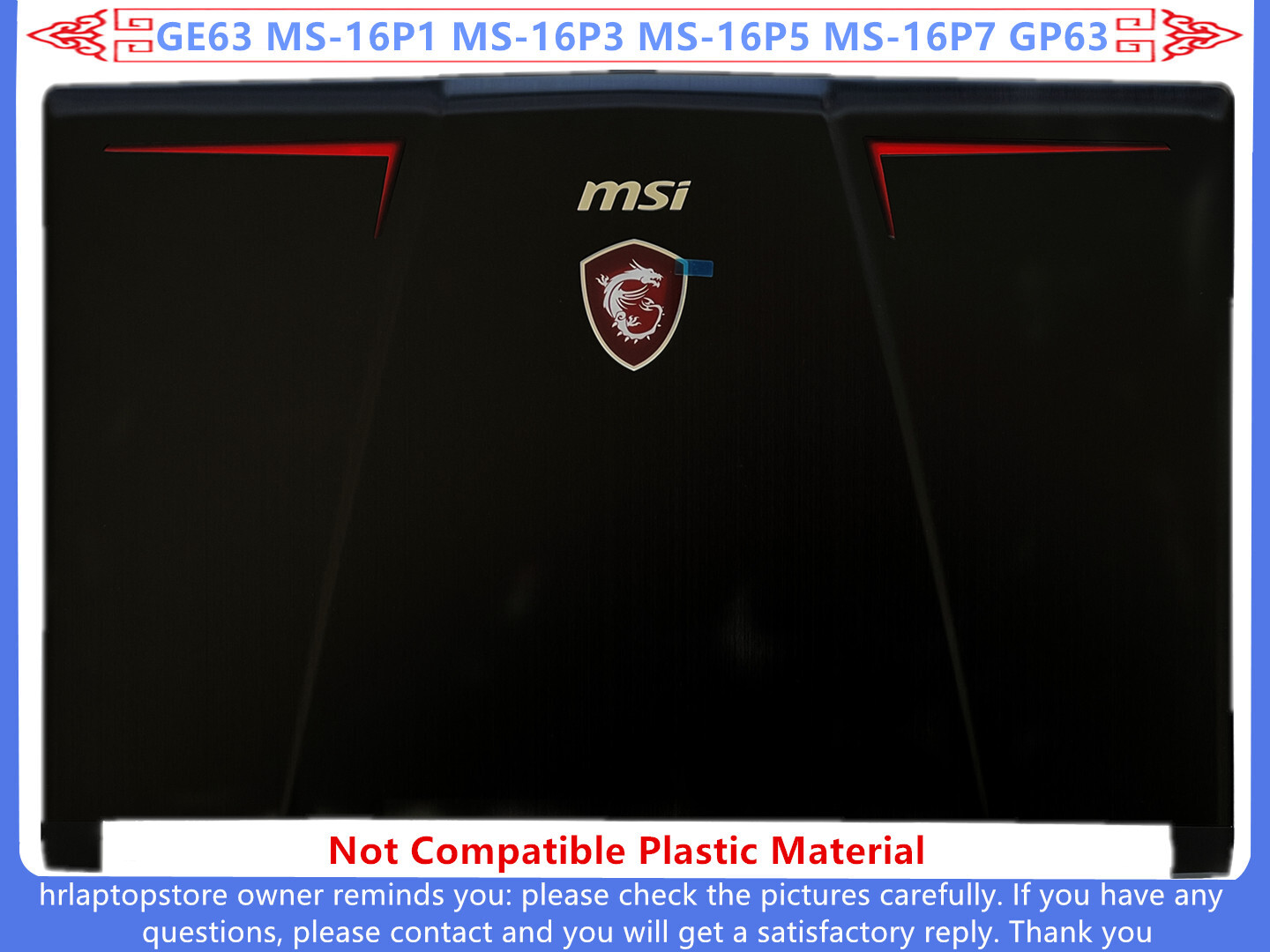 New For MSI GE63 MS-16P1 MS-16P3 GP63 LCD Cover/Front Bezel/Palmrest/Hinges Lot