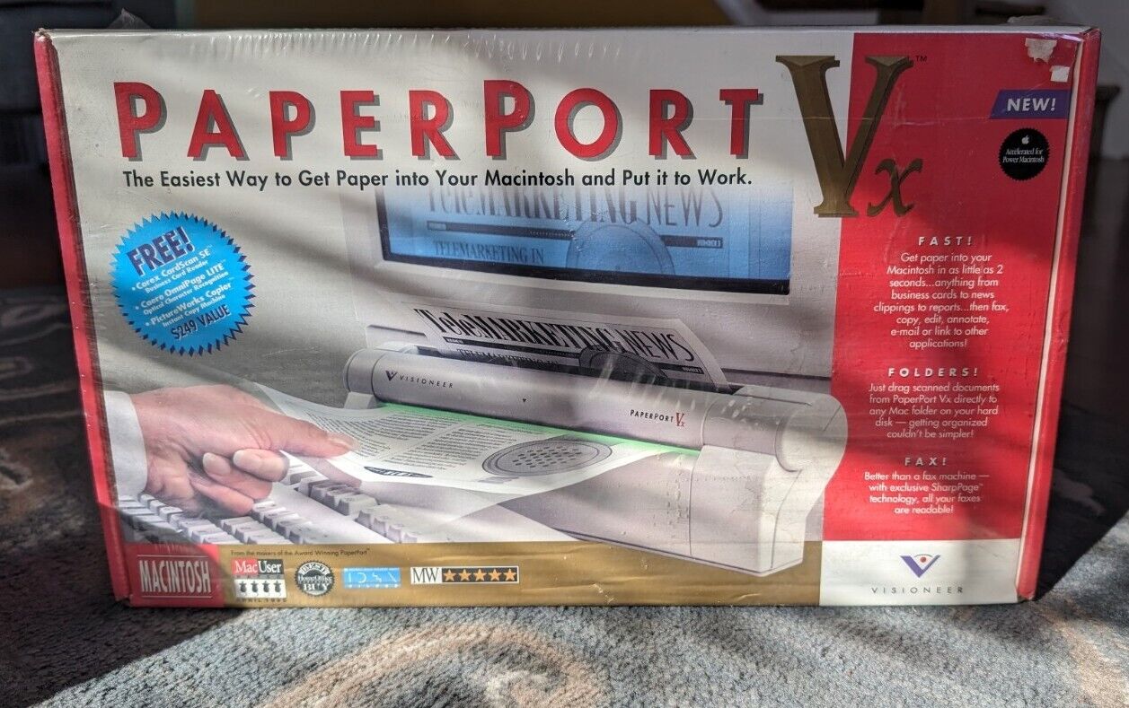 Visioneer Paperport Vx for Macintosh Vintage Compact Scanner & Software Sealed