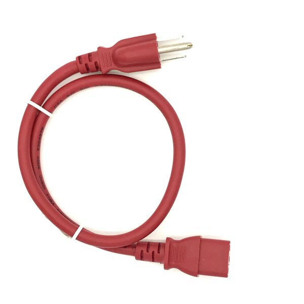 Red 2FT Universal 3 Prong AC Power Cord Cable 18AWG Computer Printer Monitor TV