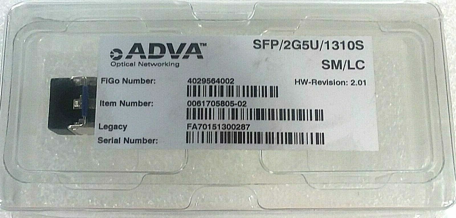 Adva Multirate Singlemode SFP Transceiver; Part #SFP/2G5U/131/0S/SM/LC