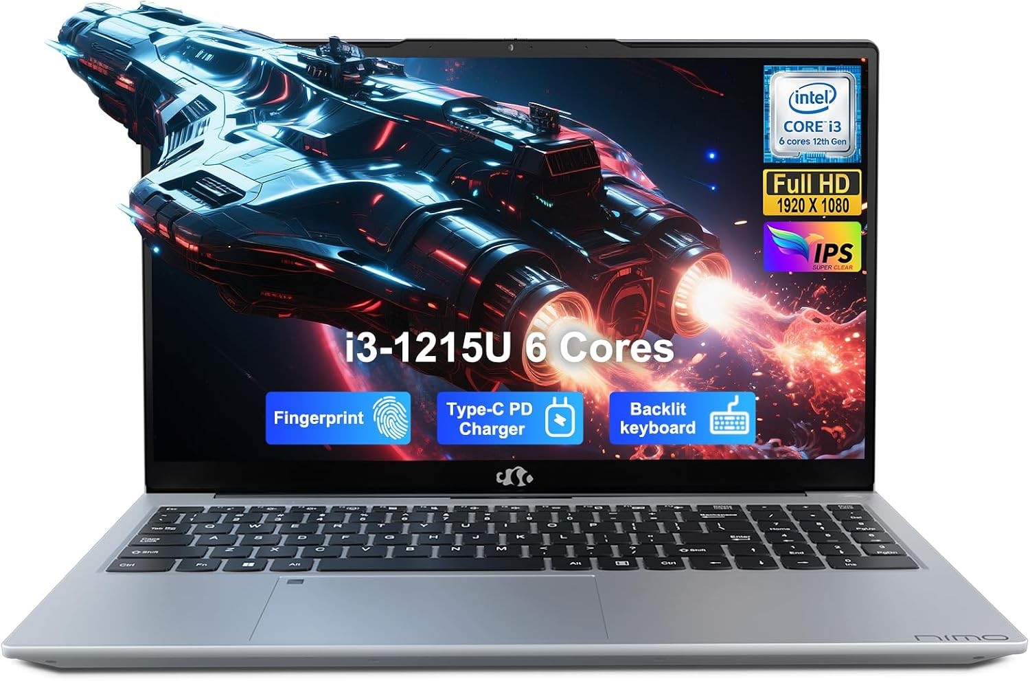NIMO 15.6 IPS FHD Student Laptop 12th Gen Intel Core i3-1215U 16GB RAM 512GB SSD