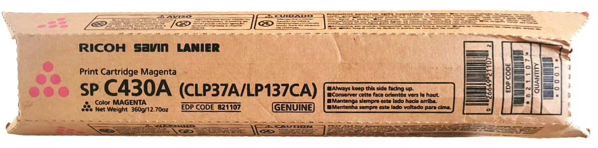 Ricoh Savin Lanier SP C430A Magenta 821107 Print Cartridge
