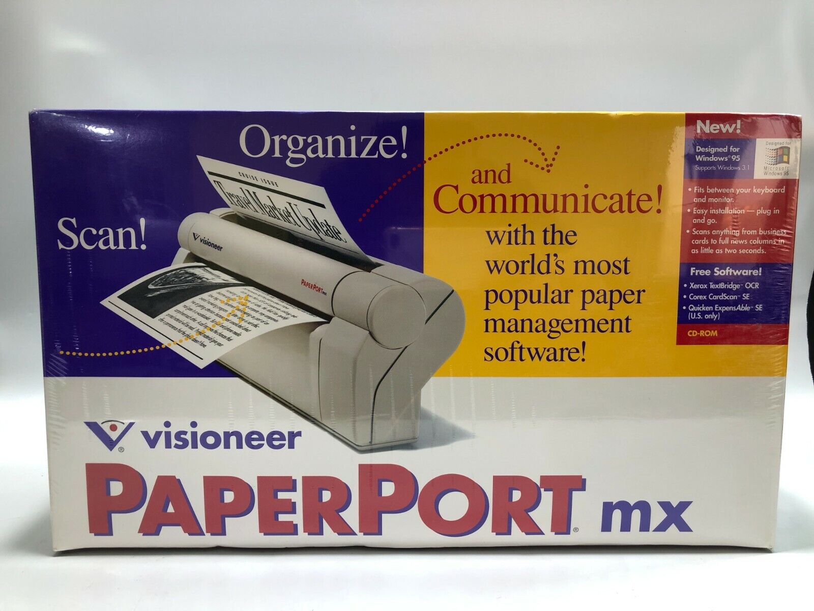 Visioneer Paperport MX Scanner PR-34001-W VTG NOS Windows 95 Sealed New 1997