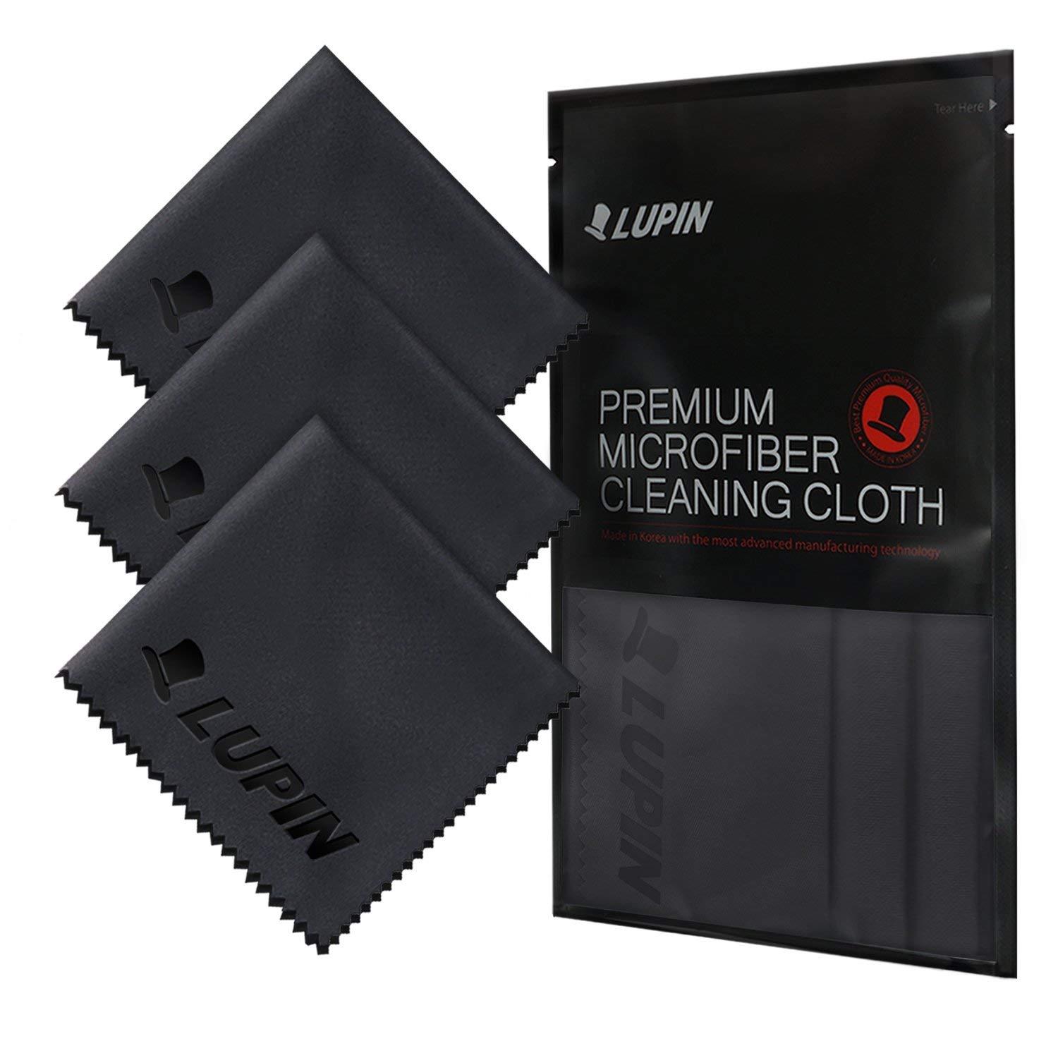 Lupin Microfiber Cleaning Cloths, 3 Pack Premium Ultra Lint Free Polishing Cloth