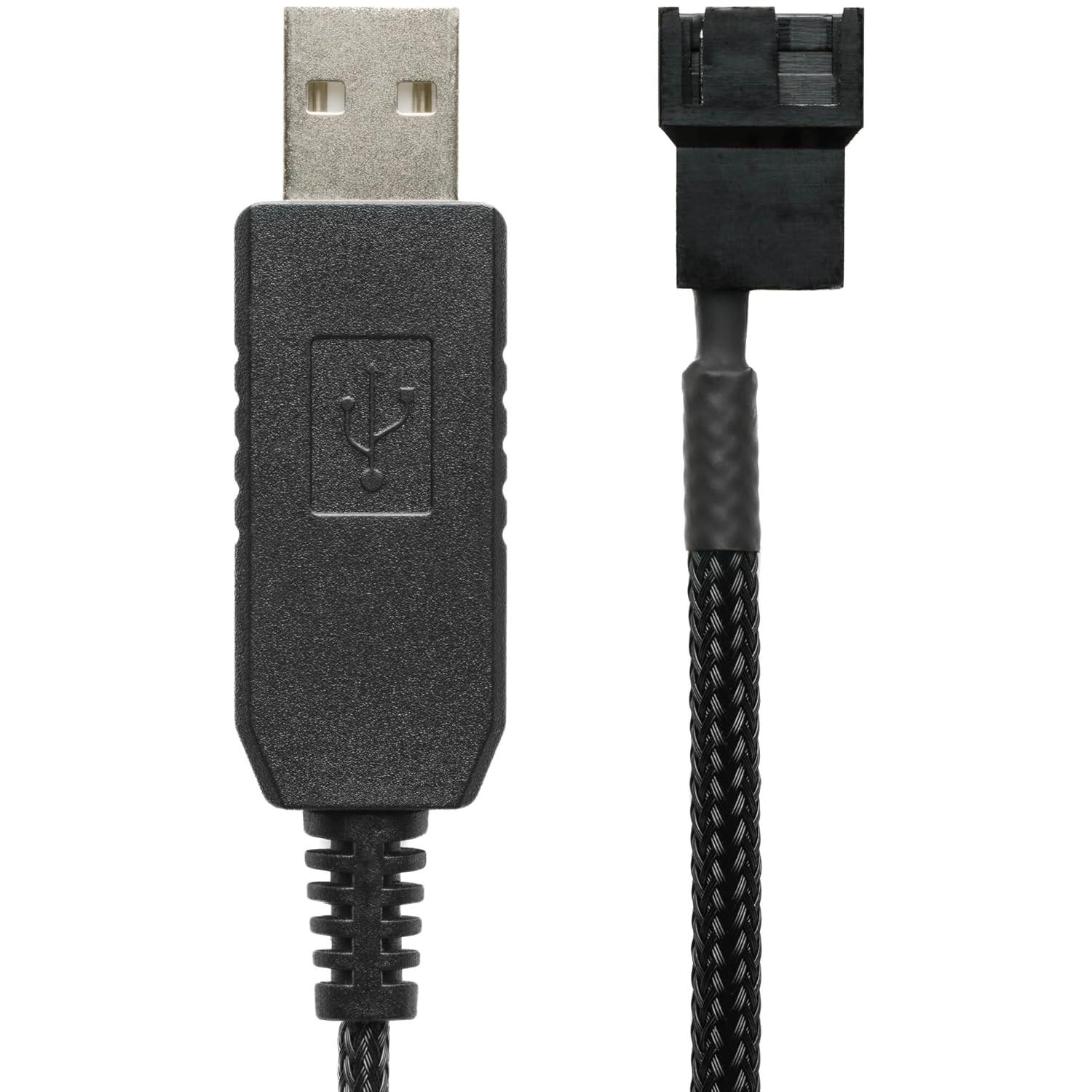 CRJ 12V Step-Up USB Fan Power Adapter Cable - 12-Inch (30Cm), Black Sleeved - Fu