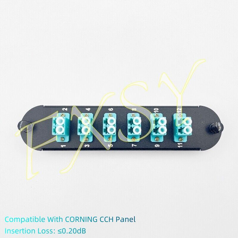 Fiber Optic Adapter Panel 6 LC Duplex Aqua OM3 OM4 Suit For CORNING CCH-CP12-E4