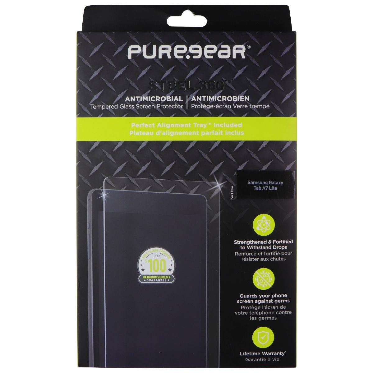Pure Gear Steel 360 Tempered Glass with Alignment Tray for Galaxy Tab A7 Lite