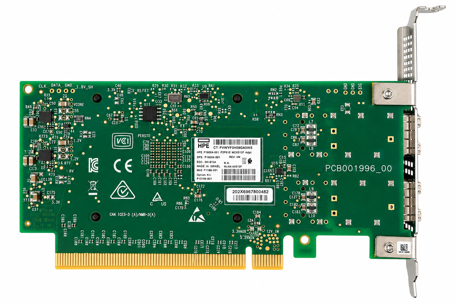HPE P16004-001 Mellanox MCX512F-ACHT 10/25GbE 2-Port SFP28 NIC FH