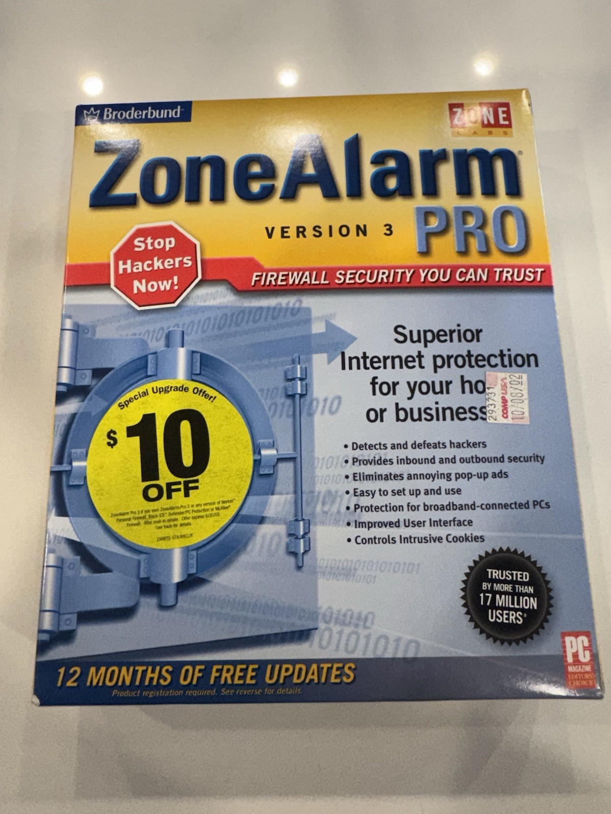 Big Box Retail ZoneAlarm Pro 3 Firewall Windows XP 2000 Broderbund PC SEALED
