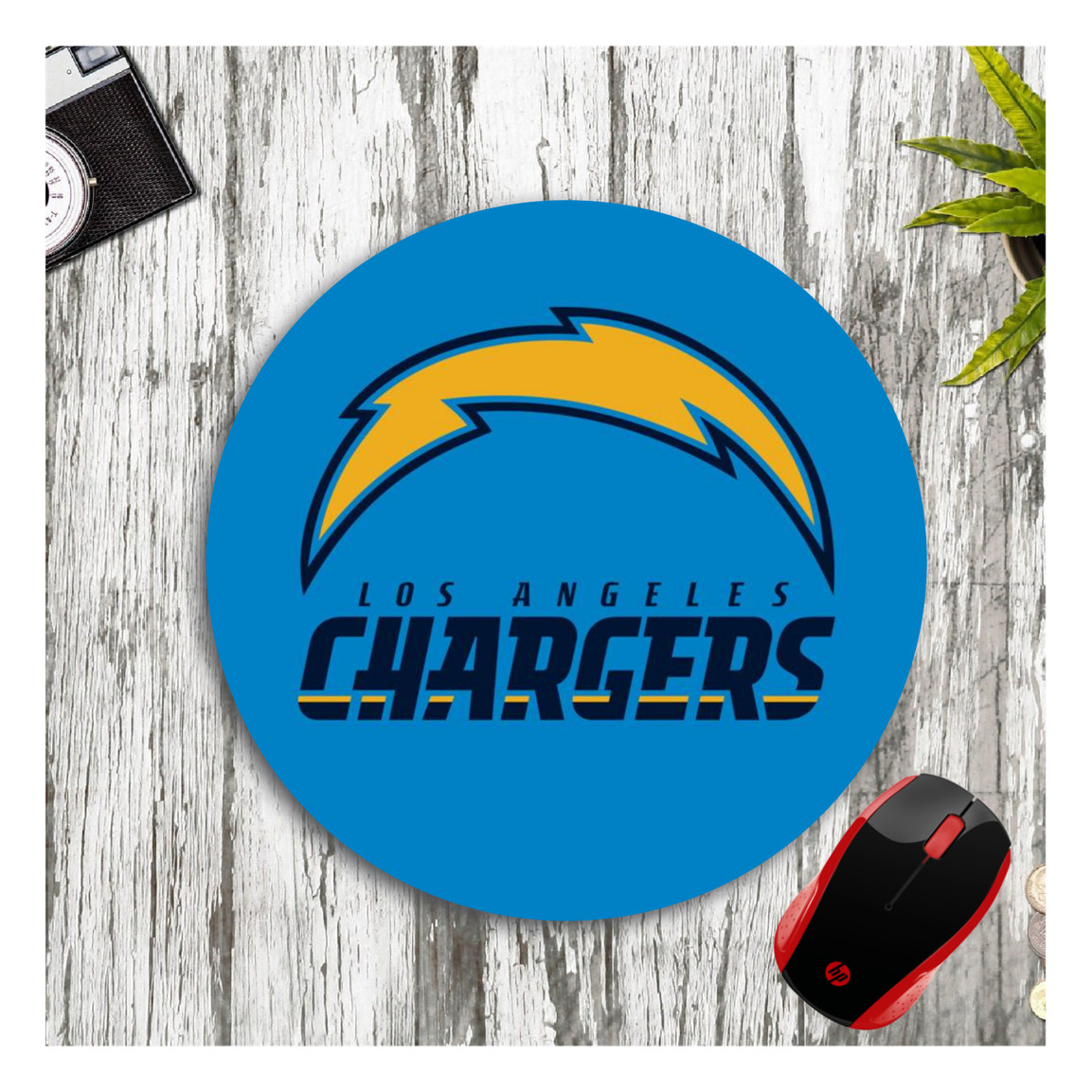 LOS ANGELES CHARGERS THEME CUSTOM ROUND MOUSE PAD DESK MAT SCHOOL OFFICE NFL