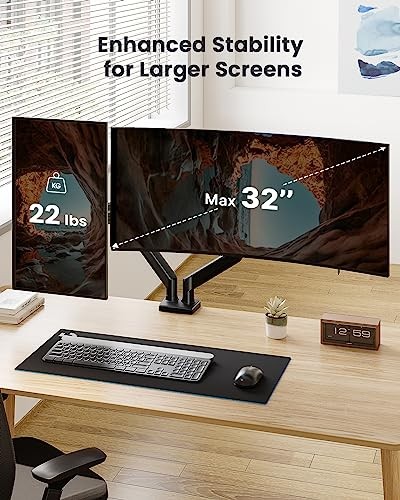 ERGEAR DUAL MONITOR STAND UP TO 32 INCHES SCREEN, LOAD-BEARING MAX 22 -  BLACK