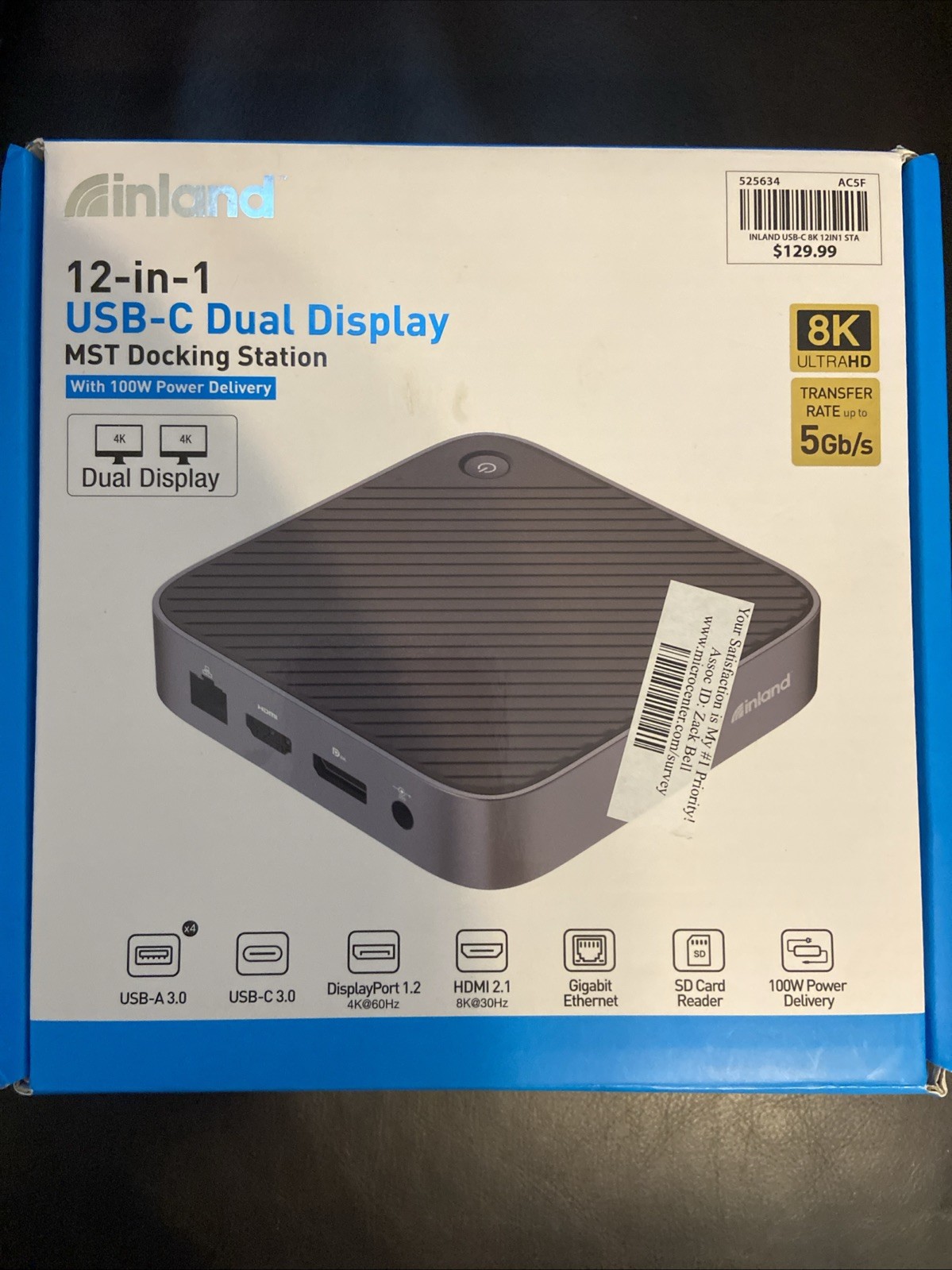 Inland 12-in-1 USB-C Dual Display MST Docking Station