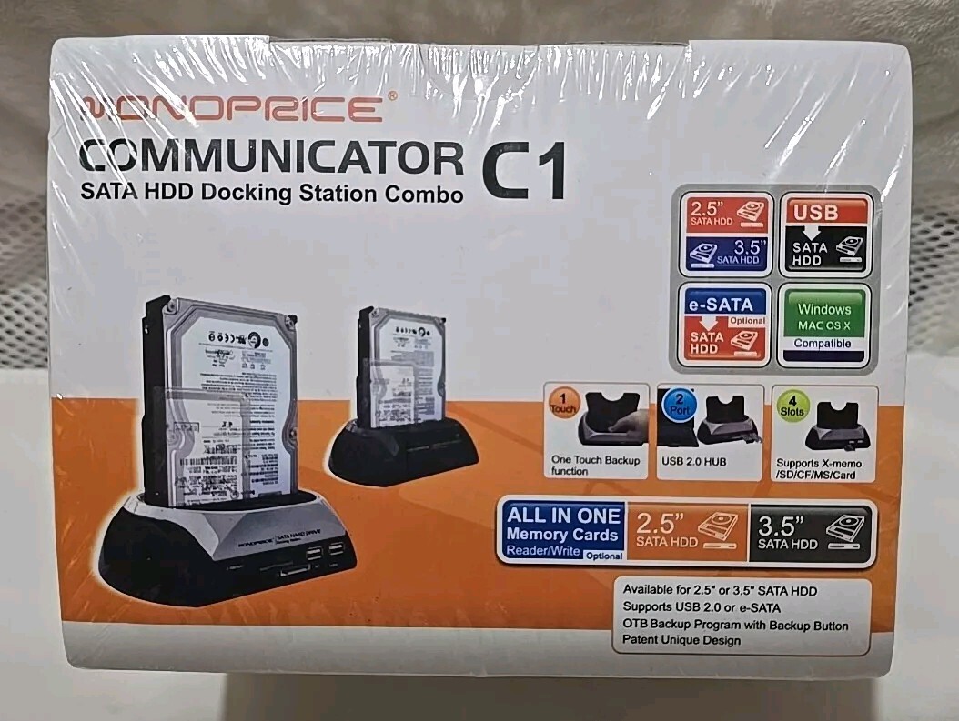 Monoprice C1 Communicator SATA HDD Docking Station Combo W/ Card Reader/HUB, NIB