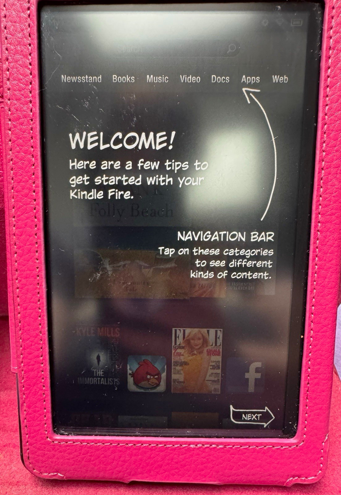 Fully functional First Gen Amazon Kindle Fire, rooCASE Pink Folio Case, Charger 