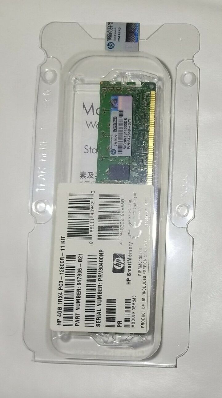 HP 4GB 1RX4 PC3-12800R - 11 KIT SERVER Memory 647895-B21
