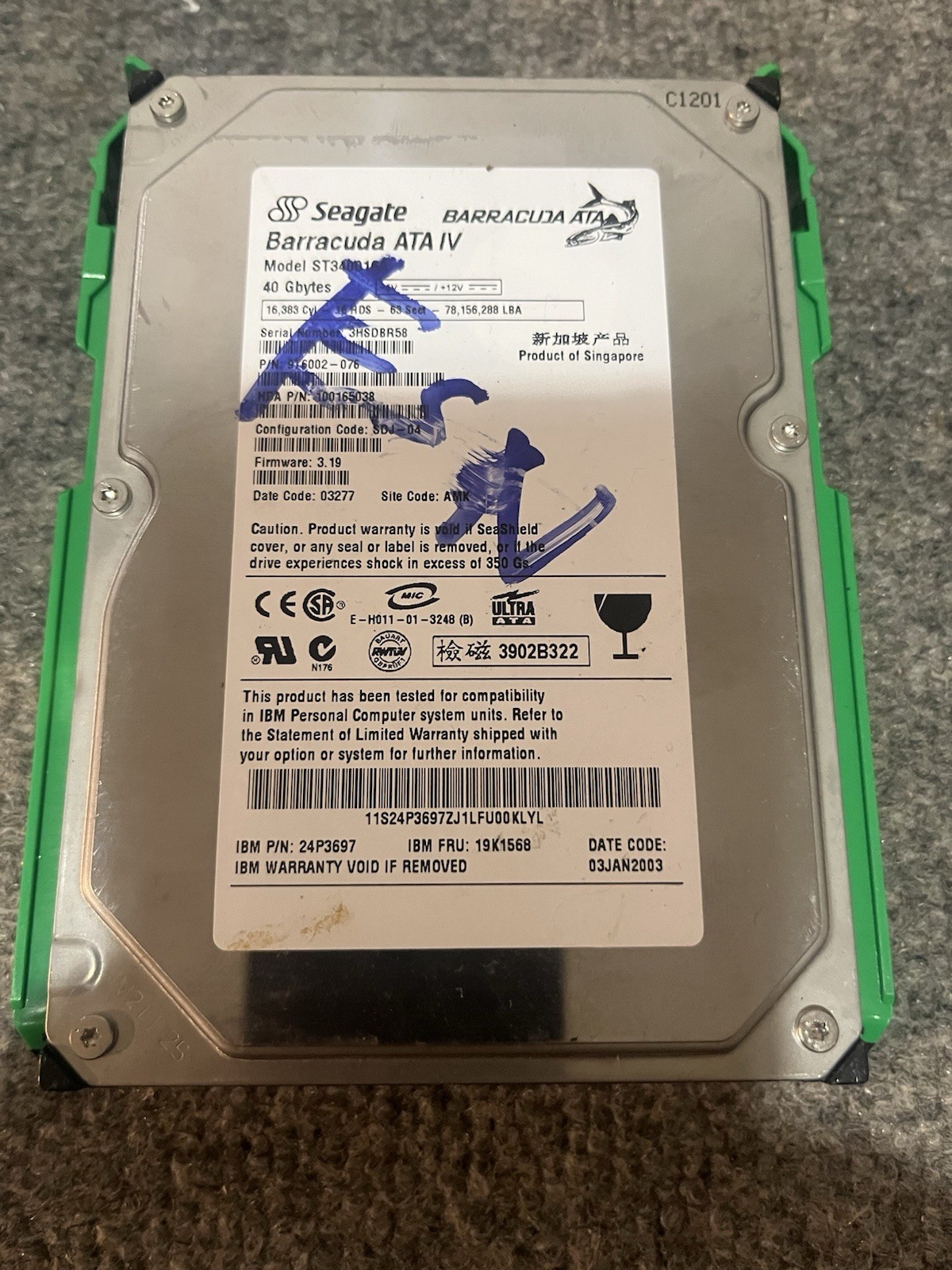 Seagate Barracuda ATA 1V Internal Hard Drive Untested 