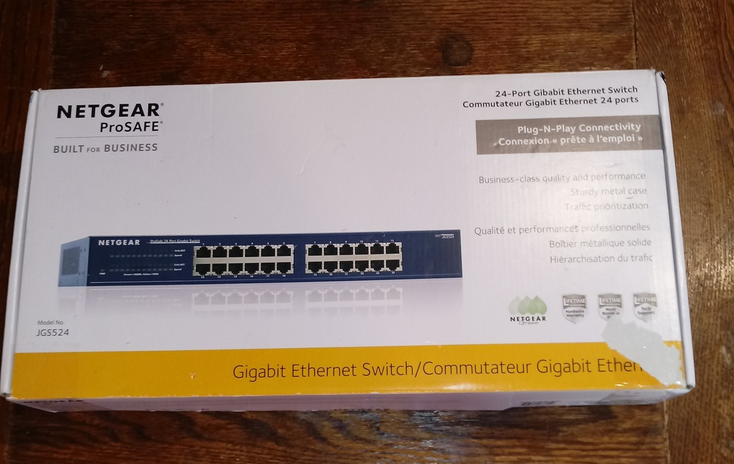 NetGear ProSafe JGS524 24-Port Gigabit Ethernet Switch.