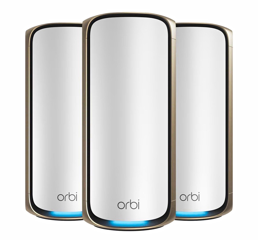NETGEAR Orbi 970 Series 2026 WiFi 7 Mesh System, Quad  Band 3 Pack RBE973 Router