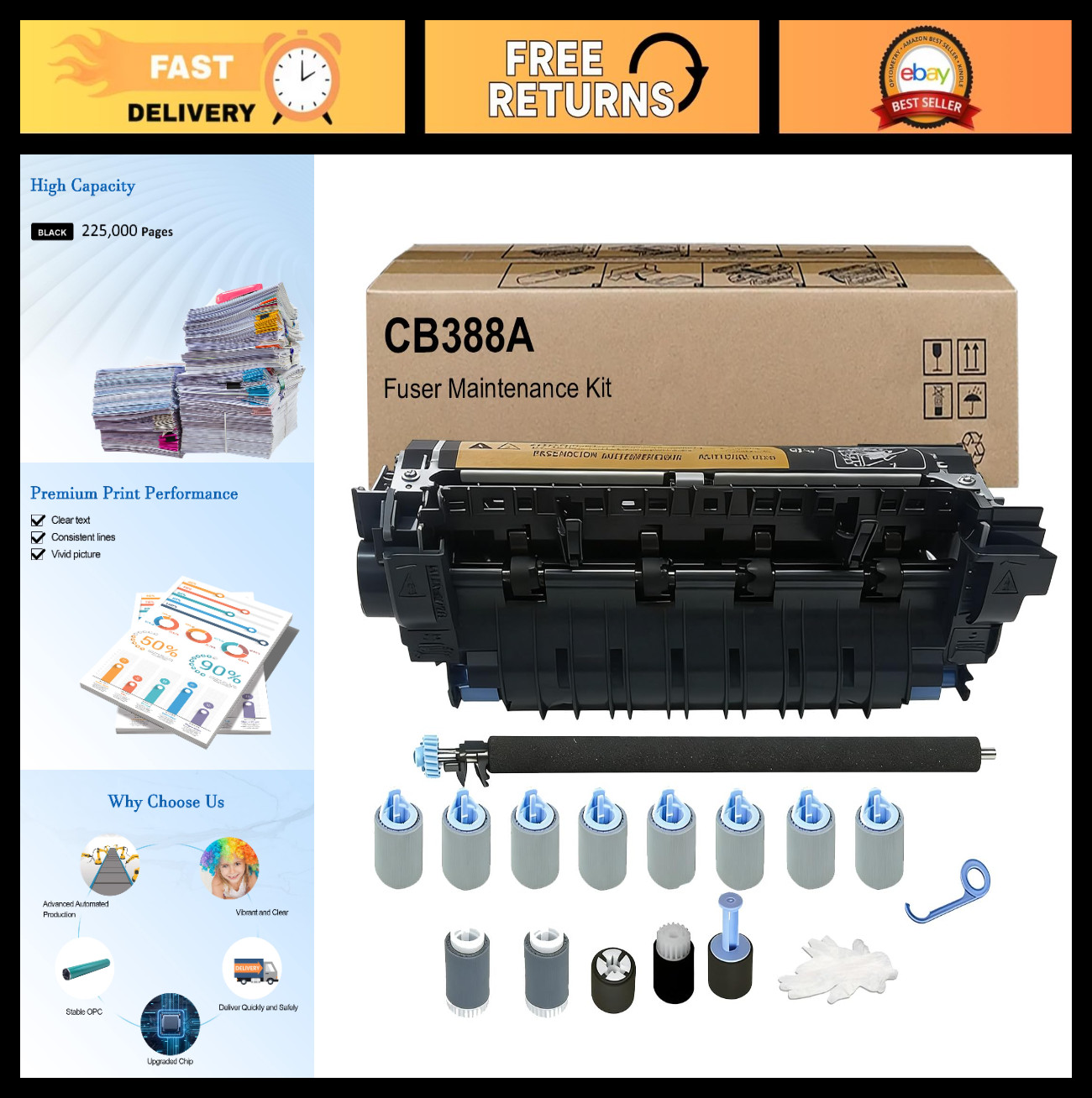 Fuser Maintenance Kit for HP P4014 P4015 P4515 Printers - 110V Compatible Parts