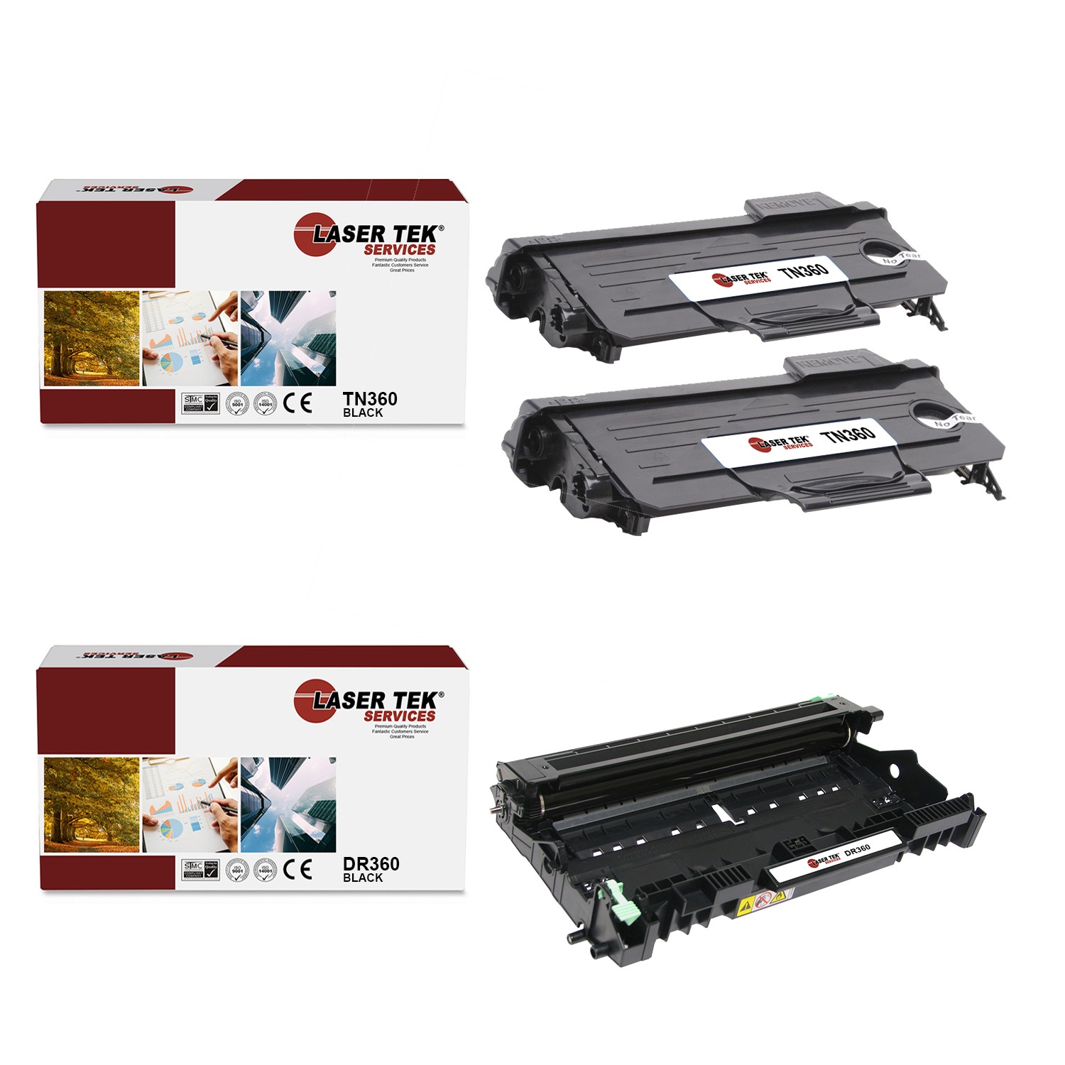 3Pk LTS TN-360 DR-360 Compatible for Brother HL2140 2150 Toner and Drum Unit