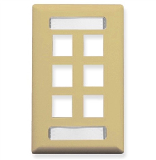 ICC FACEPLATE ID 1-GANG 6-PORT IVORY IC107S06IV UPC 633758016155