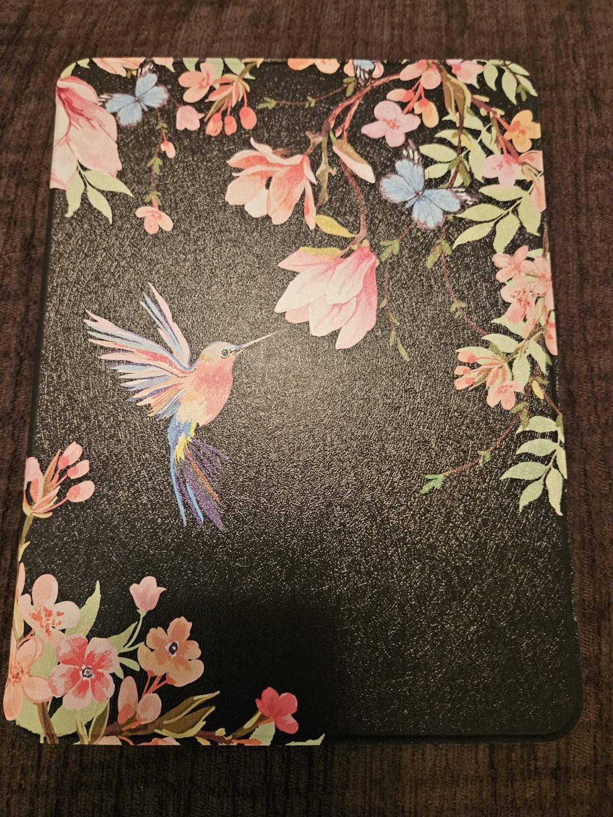 Rotating IPad Case 10.9/11 Inch, Black With Flowers And Hummingbird