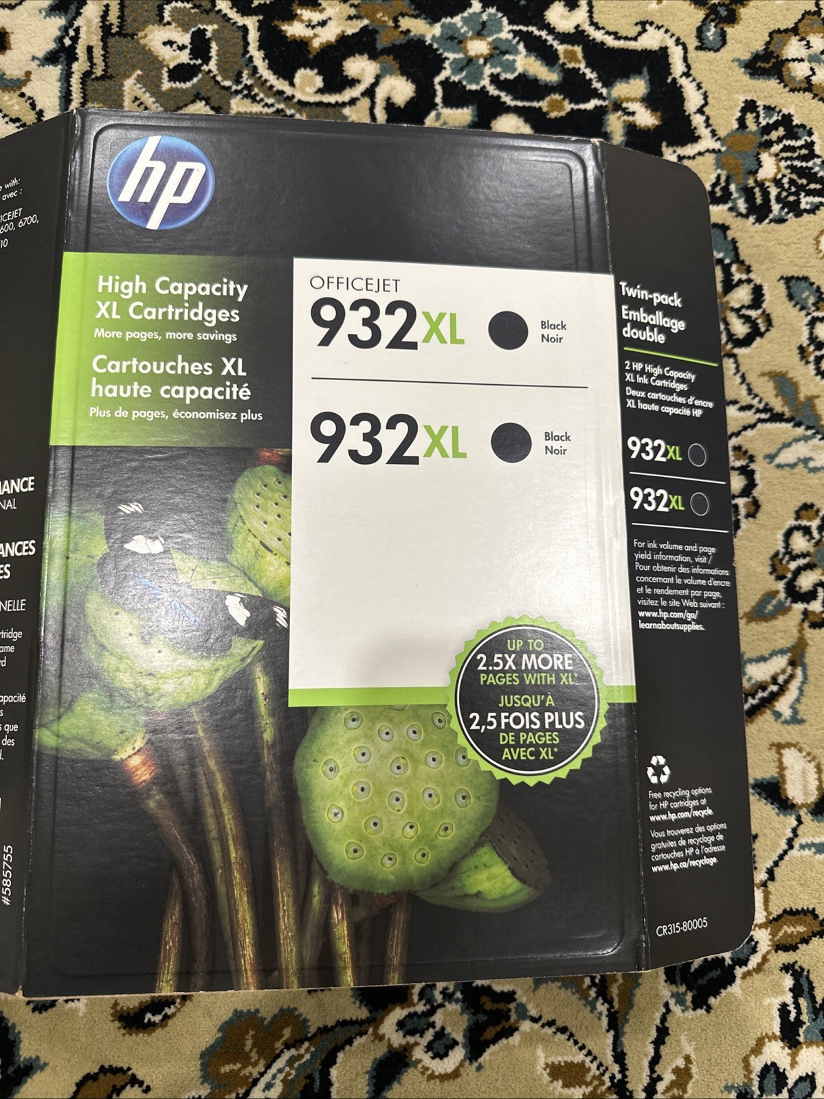 Genuine HP 932XL CR315BN Black Twin Pack Ink Cartridges 2016 NEW OEM SEALED