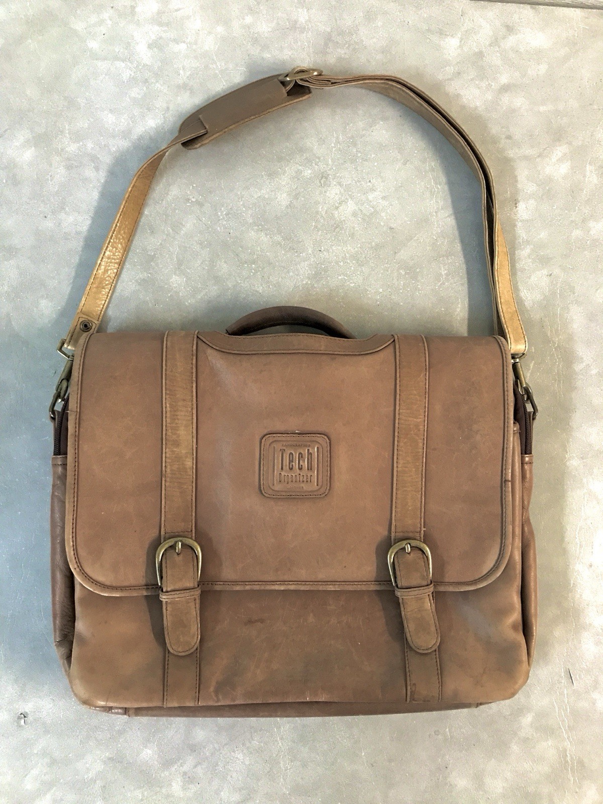 VTG Tech Organizer Laptop Multi Compartment Briefcase Satchel Messenger Leather