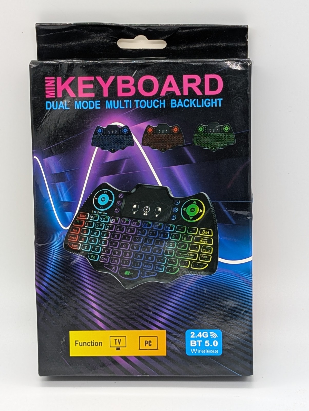 NEW V18 Mini Wireless Keyboard Backlit Multilingual 2.4G+BT4.2 AirMouse Touchpad