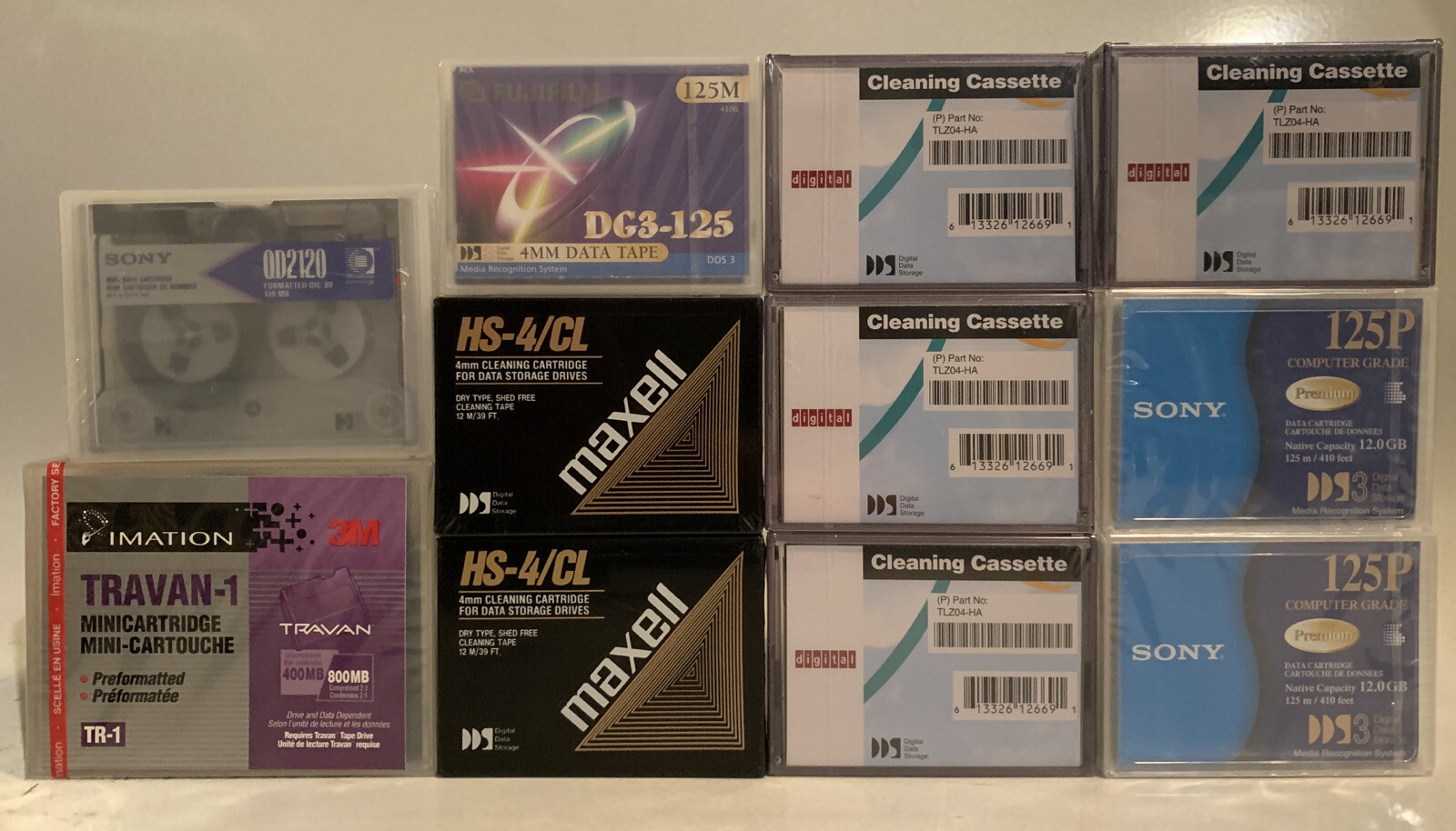 Maxell HS-4/CL Sony 125P TLZ04-HA Travan-1 Data Cleaning Cartridge Lot