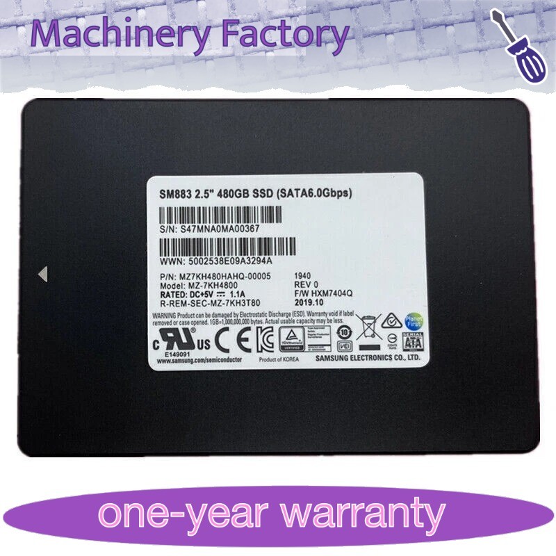 New Samsung SM883 480GB SSD 2.5" SATA 6.0Gbps MZ-7KH4800 MZ7KH480HAJR-00005