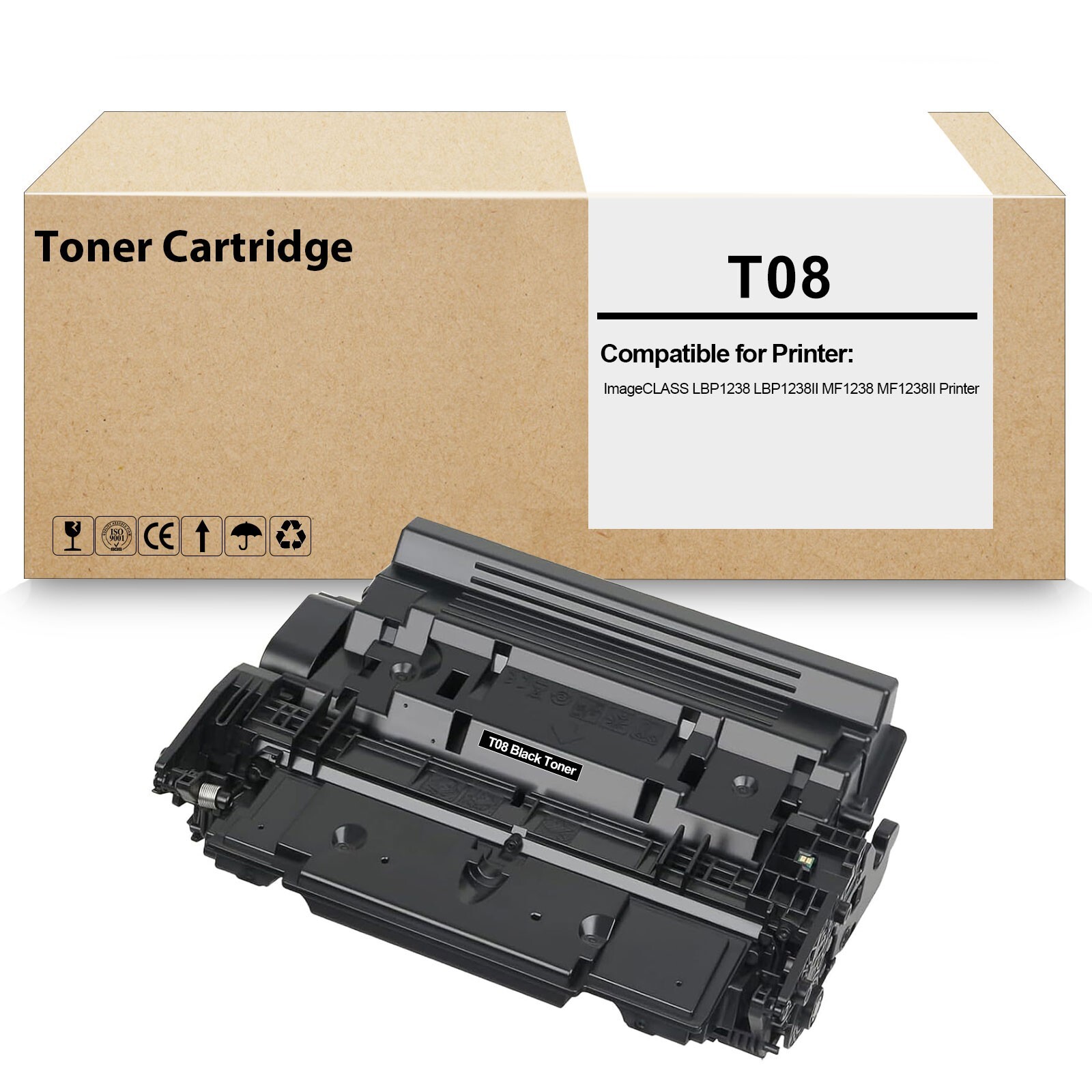 1 Pack T08 Black Toner Cartridge for ImageCLASS LBP1238 LBP1238II MF1238