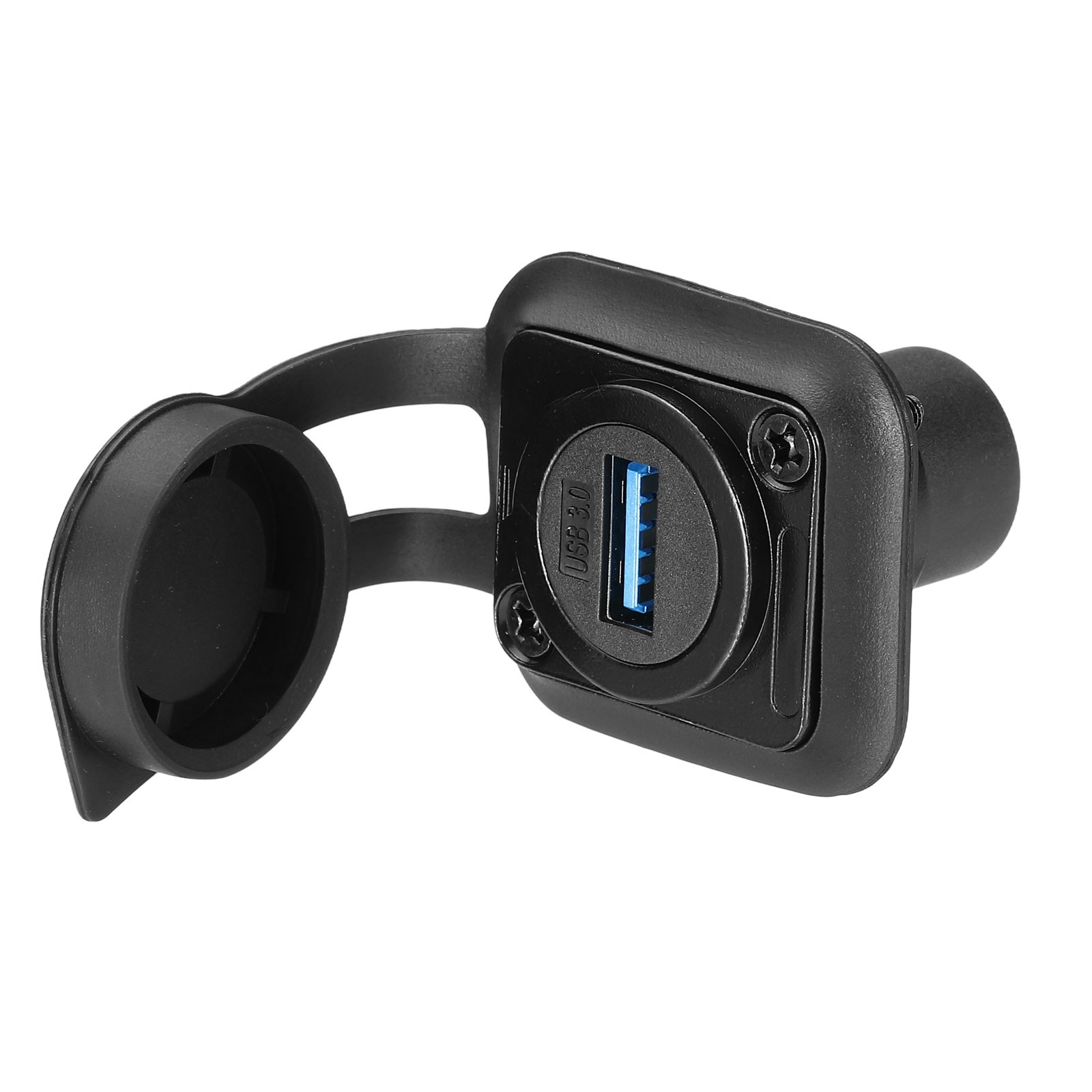 USB3.0 Panel Mount Adapter, Female to Female Panel Mount Connector Black