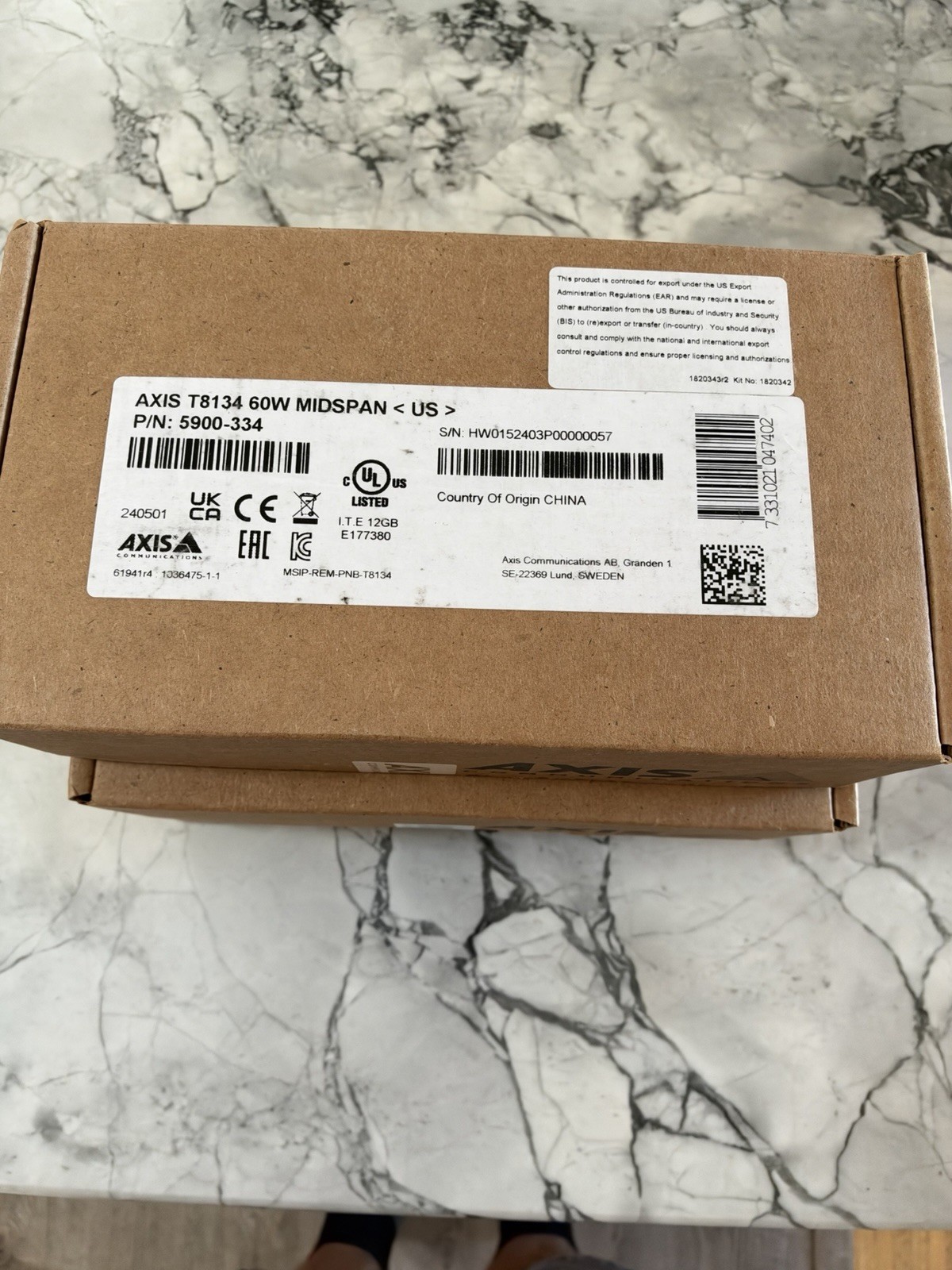 Axis T8134 Midspan Network Power Injector 60W High Poe 1-Port