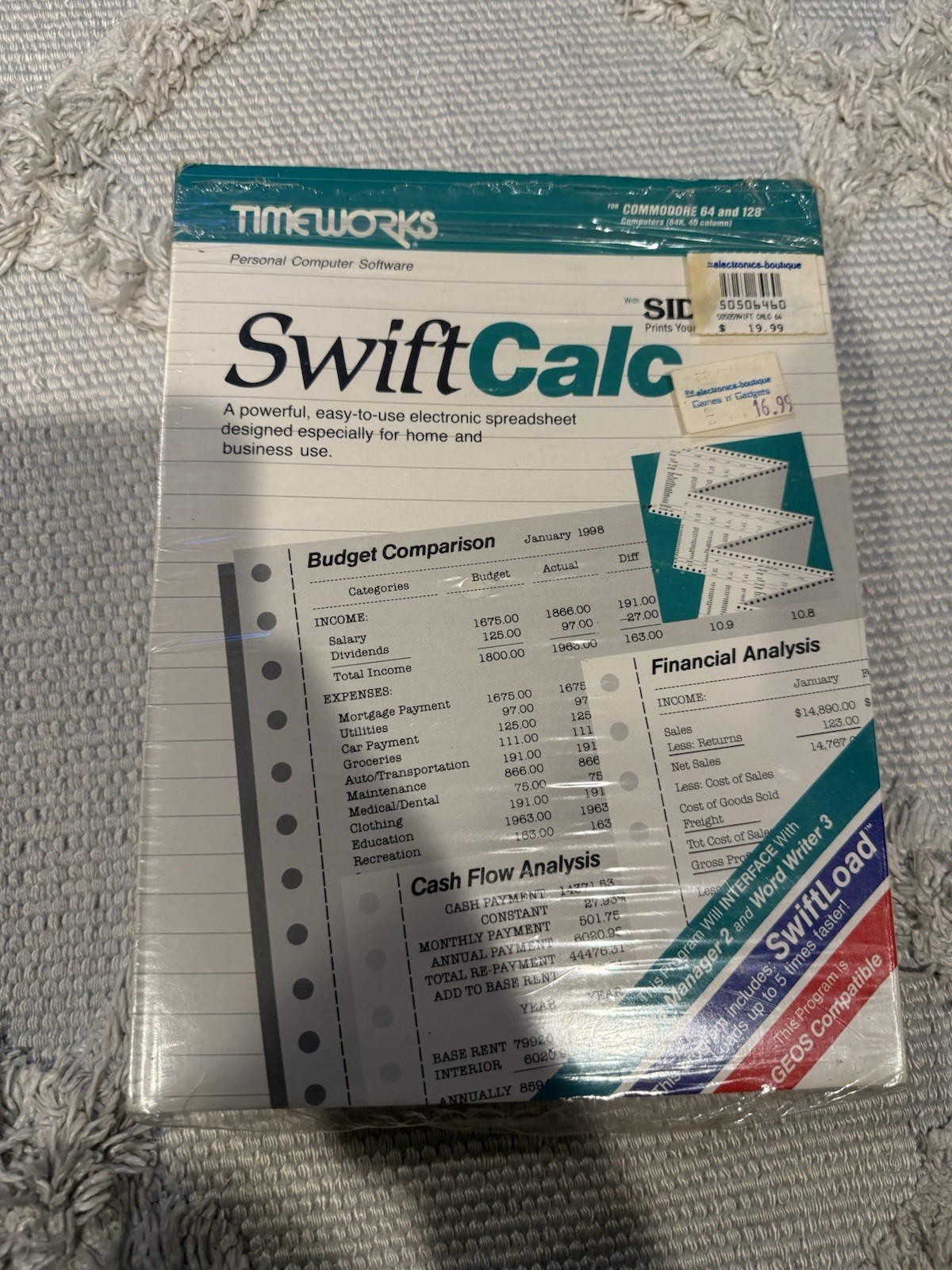 Timeworks Swiftcalc spreadsheet program for Commodore 64; Used