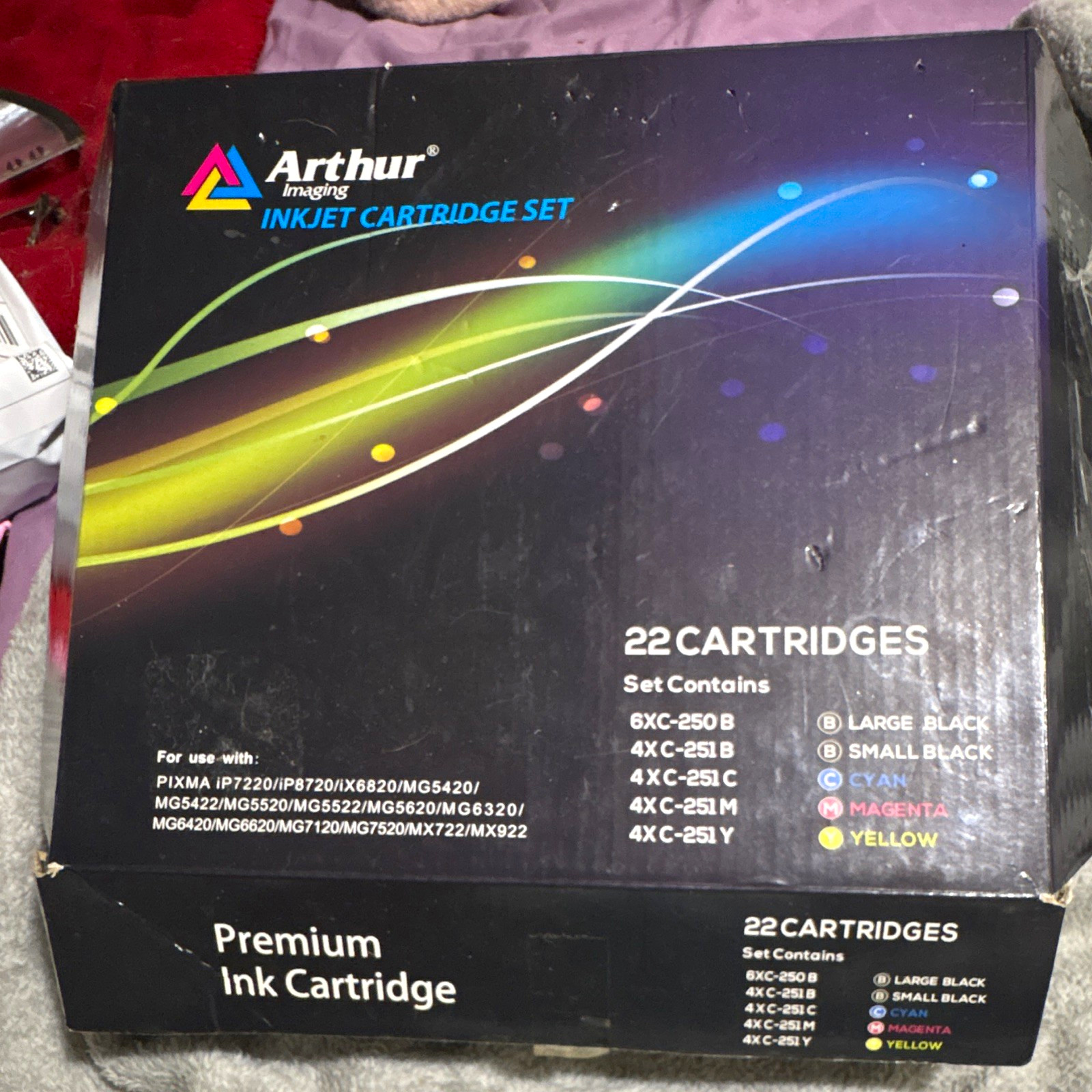 Arthur 22-Pack Premium Inkjet Cartridges C-250/C-251 for Canon PIXMA BK/CMY