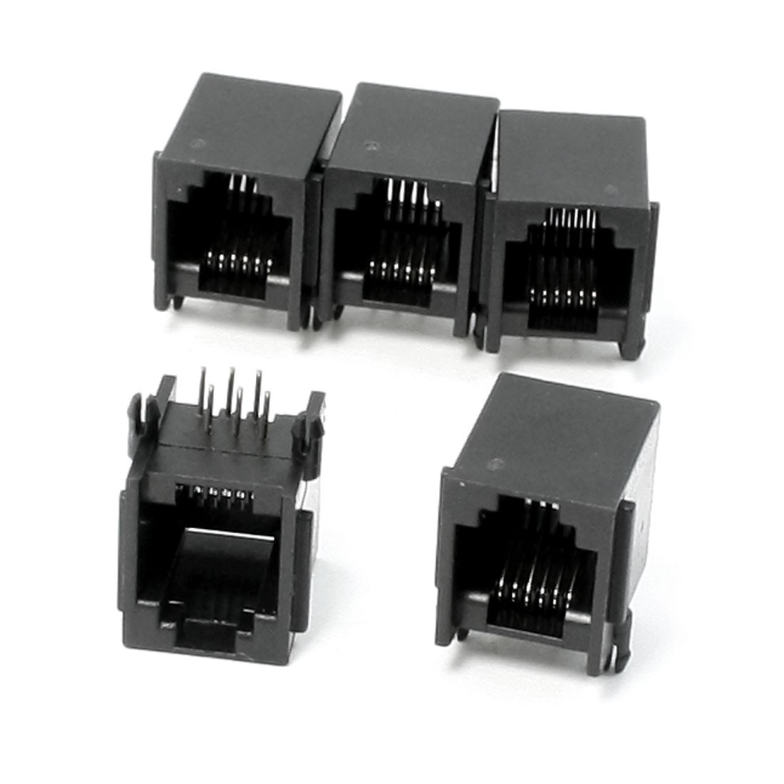 5 Pcs RJ12 6P6C PCB Jacks Ethernet Sockets Right Angle Pins