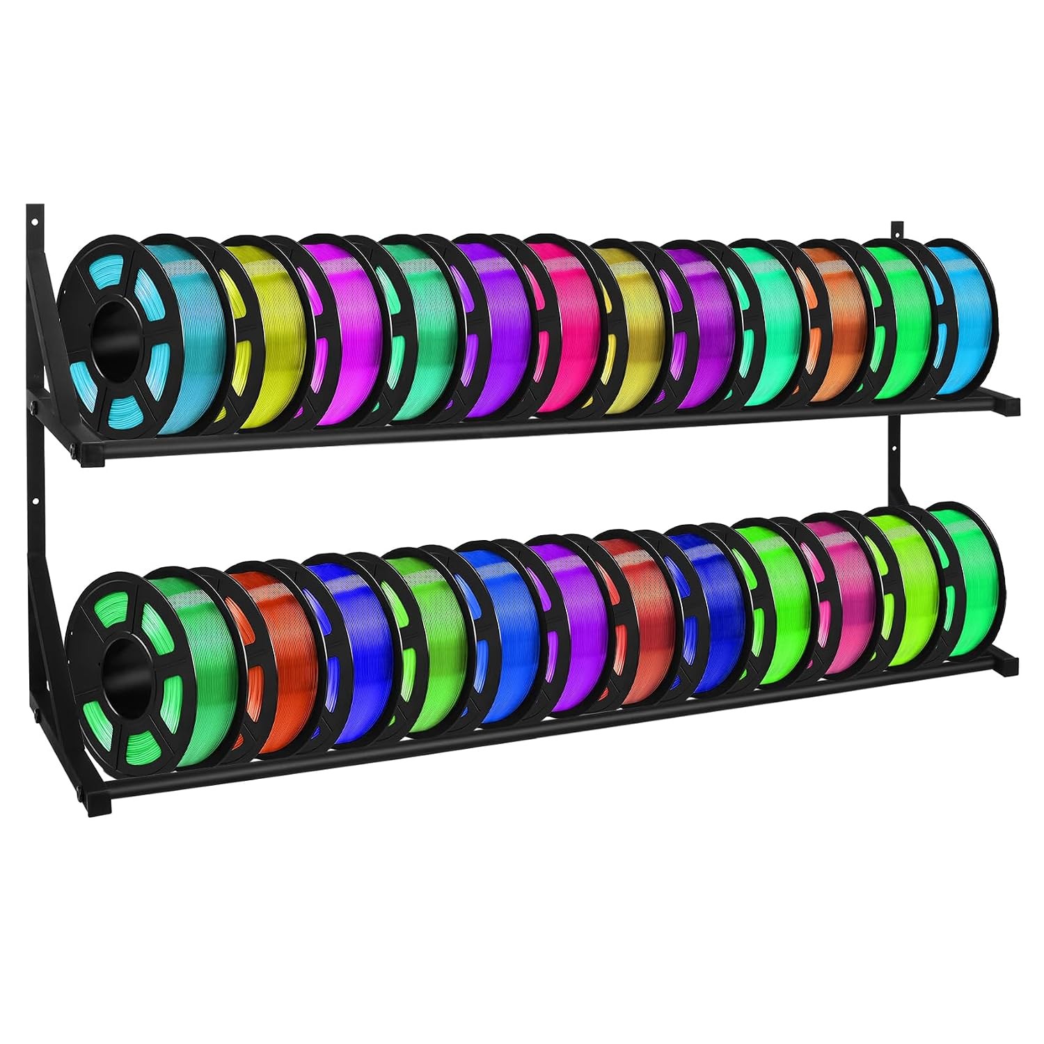 24 Roll Heavy Duty Wall Mount 3D Printer Filament Storage Rack Organizer