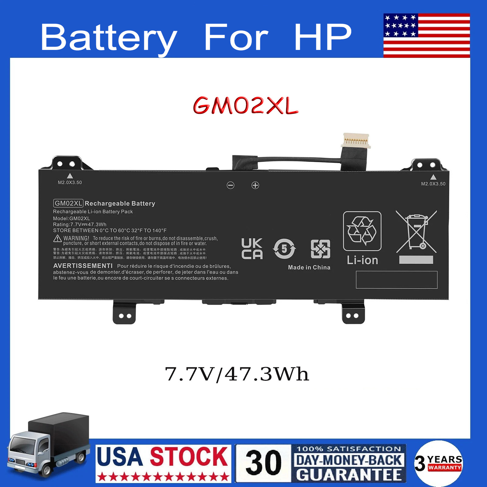 GM02XL Battery For HP Chromebook 14-CA061DX 14-CA023NR 917679-271 917725-855 US