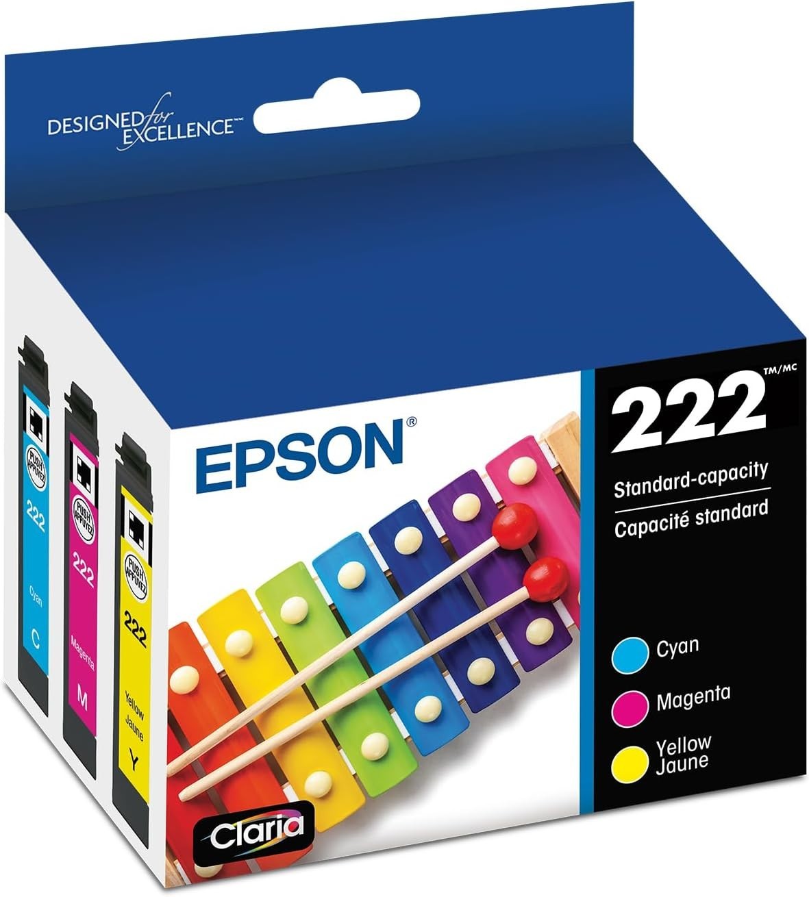 222 Claria Ink Standard Capacity Color Combo Pack (T222520-S) Works with WorkFor
