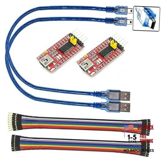 2 Pcs Mini USB to TTL Serial Converter Adapter 3.3V 5V FTDI Breakout Board