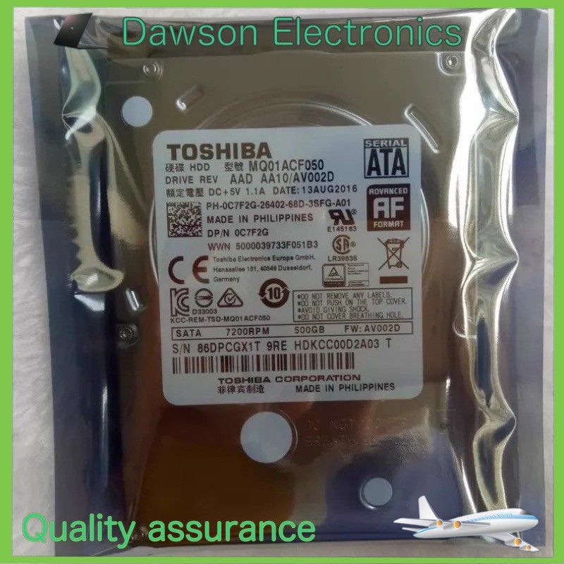 NEW Toshiba MQ01ACF050 500GB 7200 RPM SATA 6.0Gb/s 2.5" Laptop HDD Bare Drive