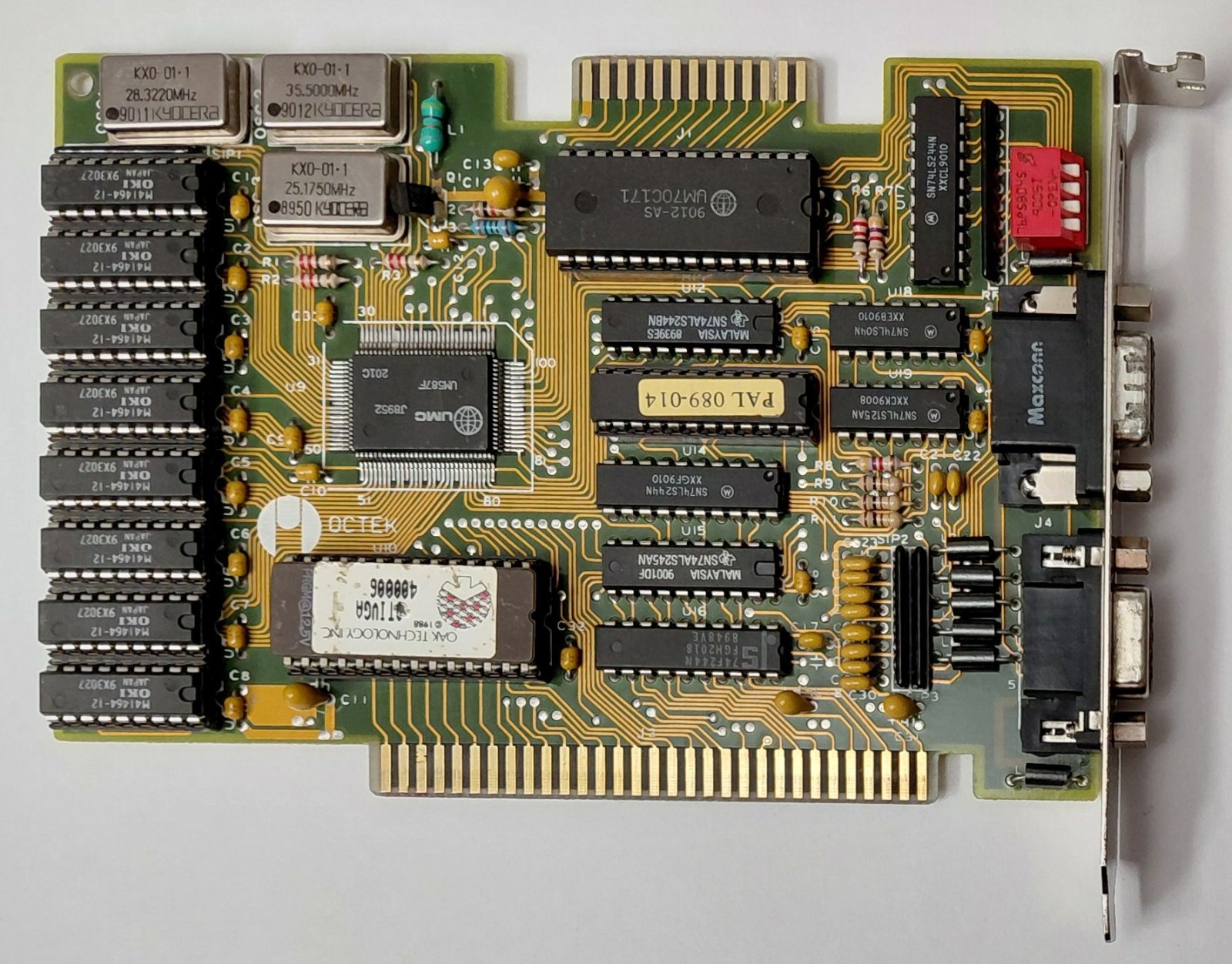 Octek VGA 8-bit ISA Graphics Card (UMC, 256KB, EGA, Retro, 1990)