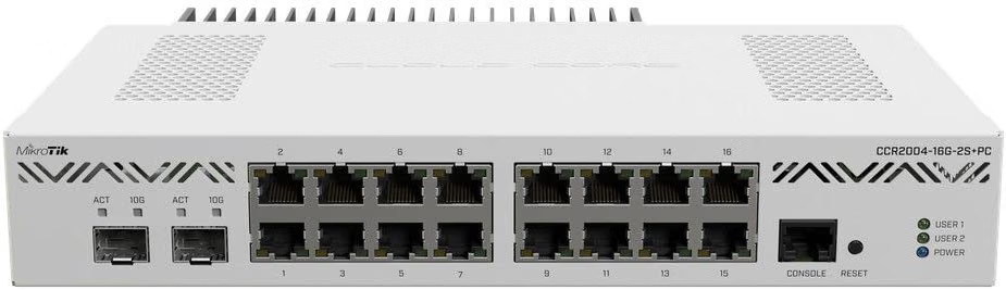 Mikrotik CCR2004-16G-2S+PC Ethernet Router 16x Gigabit Ethernet Ports, 2x10G SFP
