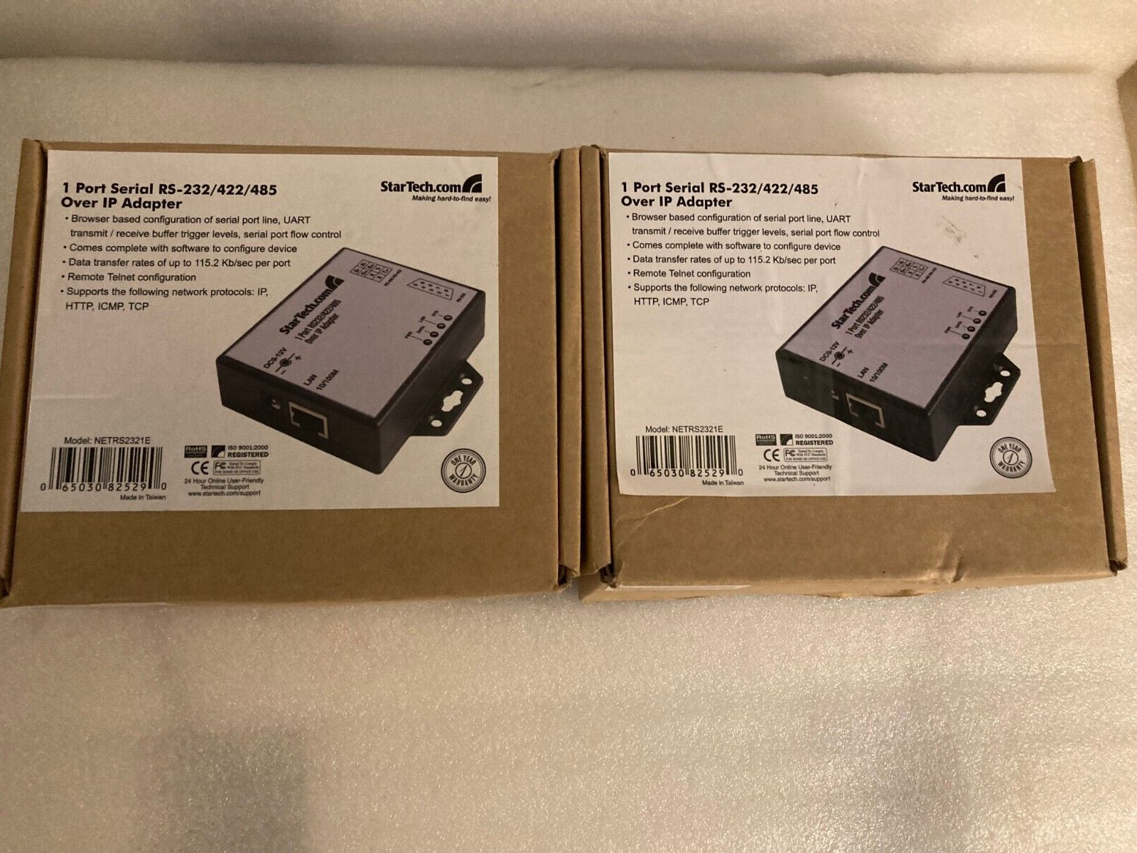 StarTech 1 Port RS-232/422/485  IP ADAPTER NETRS2321E W/ Software - LOT OF 2